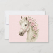 Rosa Blume bemalt Pferdehochzeit RSVP Karte (Rückseite)