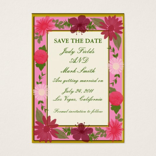 Rosa Blume Benutzerdefinierte Save the Date Karte (Vorderseite)