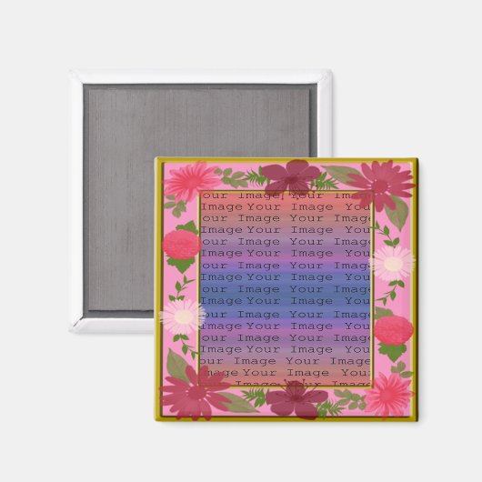 Rosa Blume Benutzerdefiniertes Quadrat Magnet (Vorderseite/Rückseite)