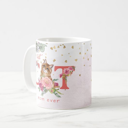 Rosa Blume Beste Katze Mama je Kaffeetasse (Vorderseite Links)
