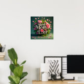Rosa Blume Beste Mama je Bouquet Poster (Heimbüro)