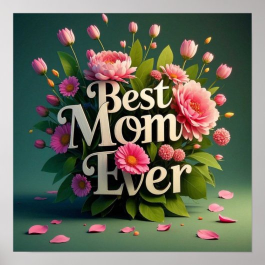 Rosa Blume Beste Mama je Bouquet Poster (Vorne)