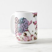 Rosa Blume Beste Mama je glücklicher Muttertag Kaffeetasse (Vorderseite Links)