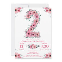 Rosa Blume Big 2. Geburtstag Girl Green Folies