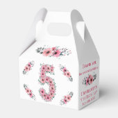 Rosa Blume Big 5th Birthday Girl Green Folies Geschenkschachtel (Rückseite)