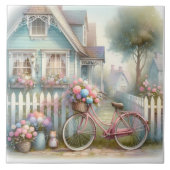 Rosa Blume Bike am Blue Hütte Gate Fliese (Vorderseite)