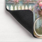 Rosa Blume Bike am Blue Hütte Gate Mousepad (Ecke)