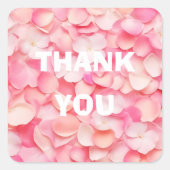 Rosa Blume Blätter Hochzeit danke Quadratischer Aufkleber (Vorderseite)