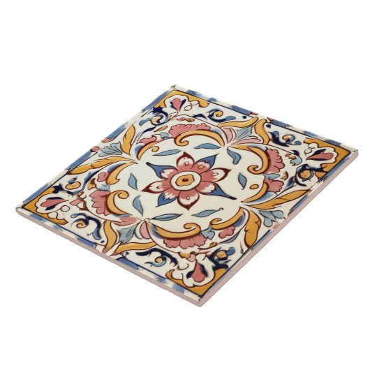 Rosa Blume Blau Fliese (Seite)