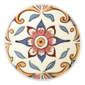 Rosa Blume Blau Keramikknauf (Vorderseite)