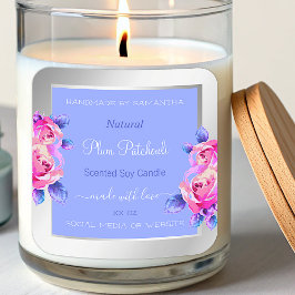 Rosa Blume Blau Silver Produktverpackungsetiketten Quadratischer Aufkleber