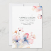 Rosa Blume Blau und Gold Shade Elegante Hochzeit Einladung (Vorderseite)