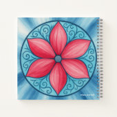 Rosa Blume, blauer Hintergrund Notizblock (Rückseite)