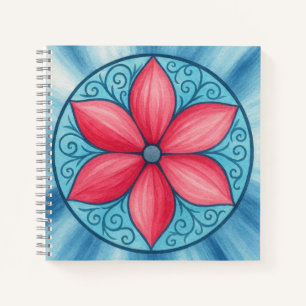 Rosa Blume, blauer Hintergrund Notizblock