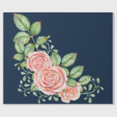 Rosa Blume blaues Wrapping Paper Geschenkpapier (Flach)