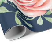 Rosa Blume blaues Wrapping Paper Geschenkpapier (Rolleneckpunkt)