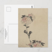 Rosa Blume blüht auf Low Stalk von Hokusai Postkarte (Vorne/Hinten)
