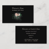 Rosa Blume blüht auf schwarzem Hintergrund Visitenkarte (Vorne/Hinten)