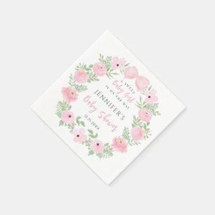 Rosa Blume blüht mit niedlicher Bugbaby-Dusche Serviette