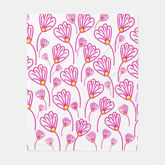 Rosa Blume Blume Blumenmuster Fleecedecke (Vorderseite)