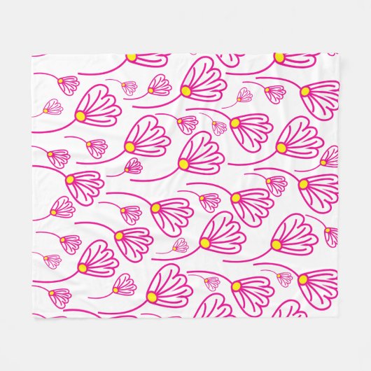 Rosa Blume Blume Blumenmuster Fleecedecke (Vorderseite (Horizontal))