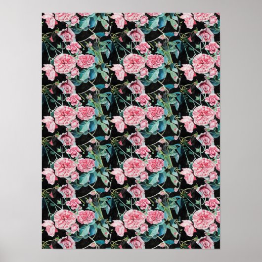 Rosa Blume Blume Shabby Chic Poster (Vorne)
