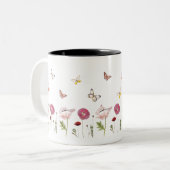 Rosa Blume Blumengarten Schmetterlingsmuster Tasse (Vorderseite Links)