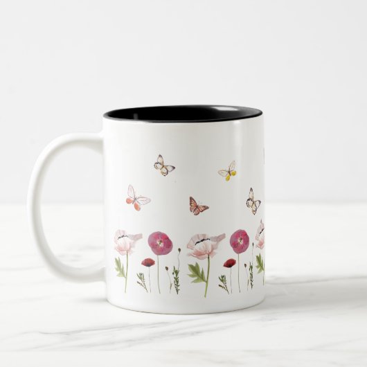 Rosa Blume Blumengarten Schmetterlingsmuster Tasse (Links)