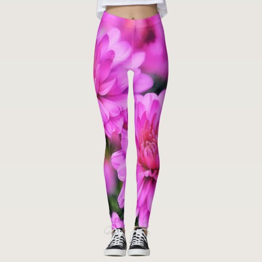 Rosa Blume Blumenmuseum Leggings (Vorderseite)