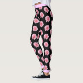 Rosa Blume Blumenmuster auf BLACK Leggings (Links)