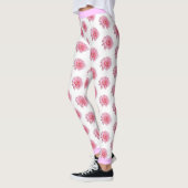 Rosa Blume Blumenmuster auf WEISS Leggings (Links)