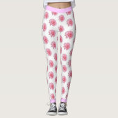 Rosa Blume Blumenmuster auf WEISS Leggings (Vorderseite)