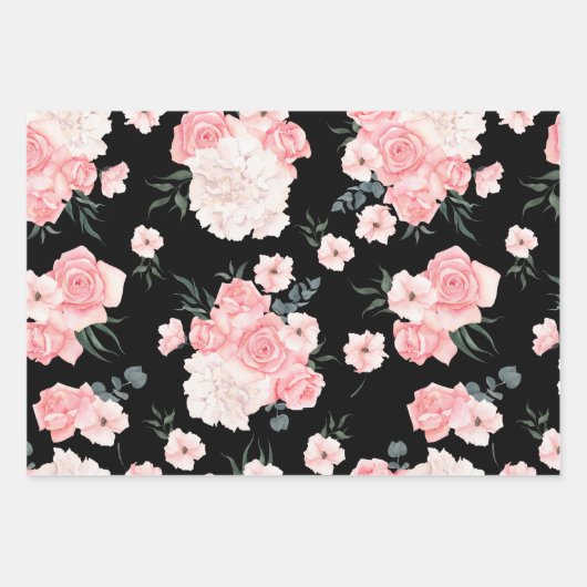 Rosa Blume Blumenmuster Geschenkpapier Set (Vorderseite 2)
