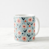 Rosa Blume Blumenmuster Kaffeetasse (VorderseiteRechts)