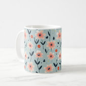 Rosa Blume Blumenmuster Kaffeetasse (Vorderseite Links)