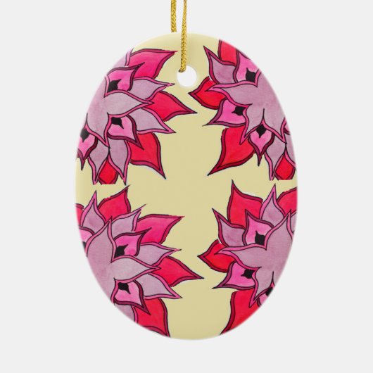 Rosa Blume Blumenmuster Keramik Ornament (Hinten)