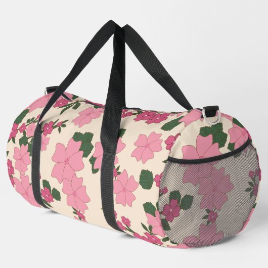 Rosa Blume, Blumenmuster, Muster von Blume Duffle Bag (Rechte Ecke)