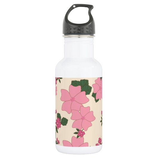 Rosa Blume, Blumenmuster, Muster von Blume Edelstahlflasche (Vorderseite)