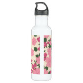 Rosa Blume, Blumenmuster, Muster von Blume Edelstahlflasche (Rückseite)