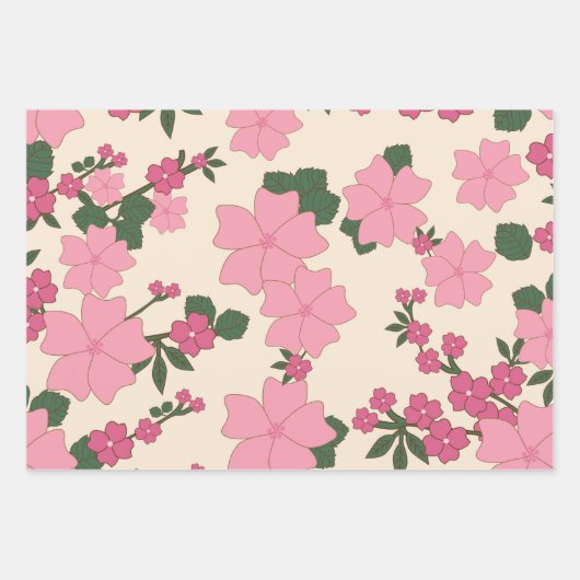 Rosa Blume, Blumenmuster, Muster von Blume Geschenkpapier Set (Vorderseite)