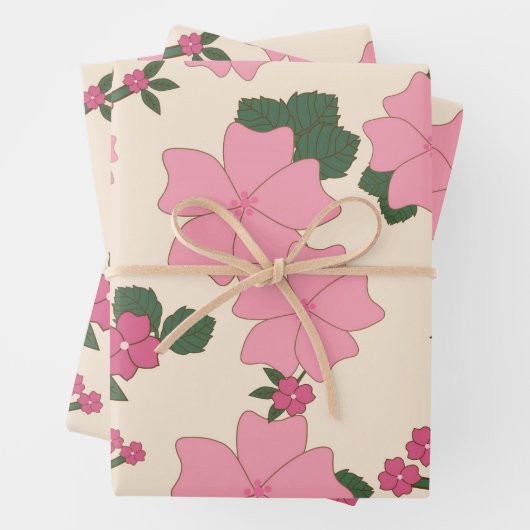 Rosa Blume, Blumenmuster, Muster von Blume Geschenkpapier Set (Beispiel)