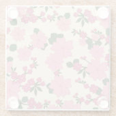 Rosa Blume, Blumenmuster, Muster von Blume Glasuntersetzer (Rückseite)