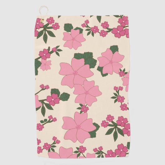 Rosa Blume, Blumenmuster, Muster von Blume Golfhandtuch (Vorderseite)