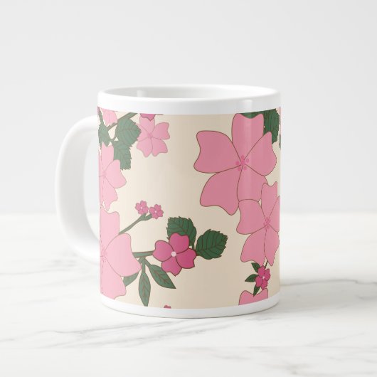 Rosa Blume, Blumenmuster, Muster von Blume Jumbo-Tasse (Vorderseite Links)