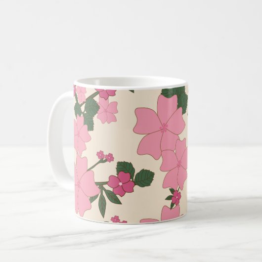 Rosa Blume, Blumenmuster, Muster von Blume Kaffeetasse (Vorderseite Links)