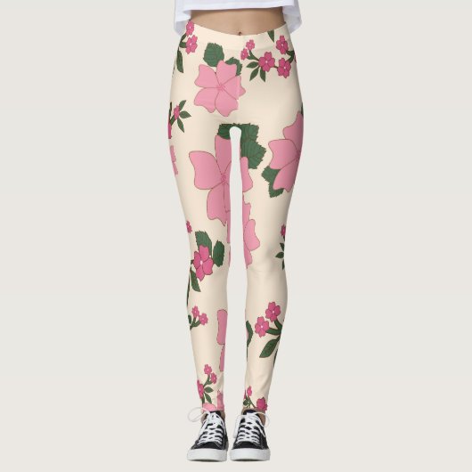 Rosa Blume, Blumenmuster, Muster von Blume Leggings (Vorderseite)