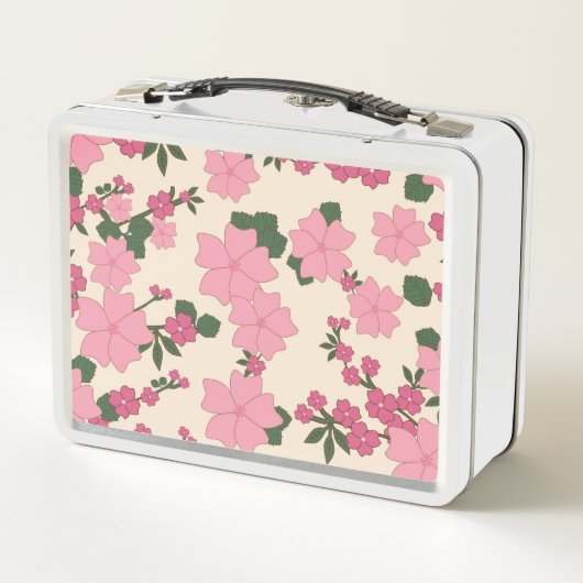 Rosa Blume, Blumenmuster, Muster von Blume Metall Brotdose (Rückseite)