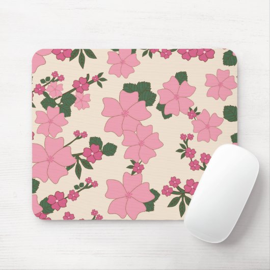 Rosa Blume, Blumenmuster, Muster von Blume Mousepad (Mit Mouse)