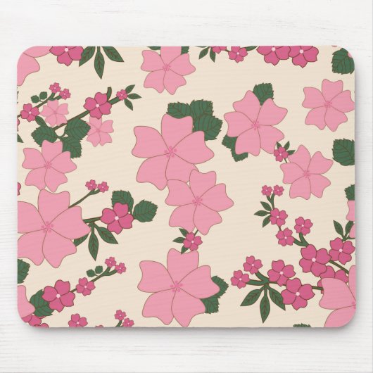Rosa Blume, Blumenmuster, Muster von Blume Mousepad (Vorne)