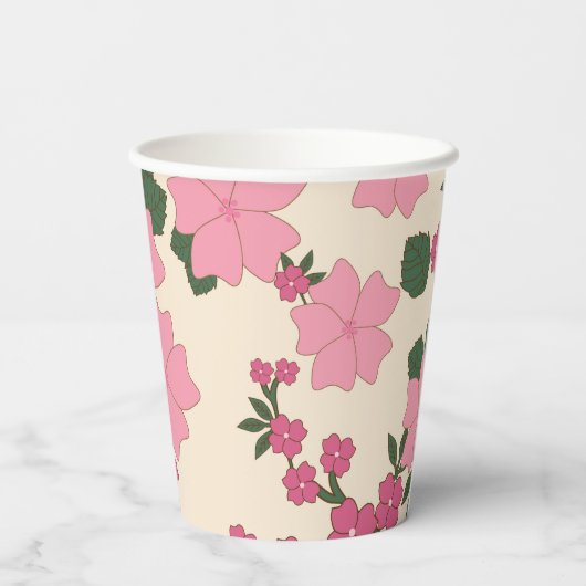 Rosa Blume, Blumenmuster, Muster von Blume Pappbecher (Rückseite)